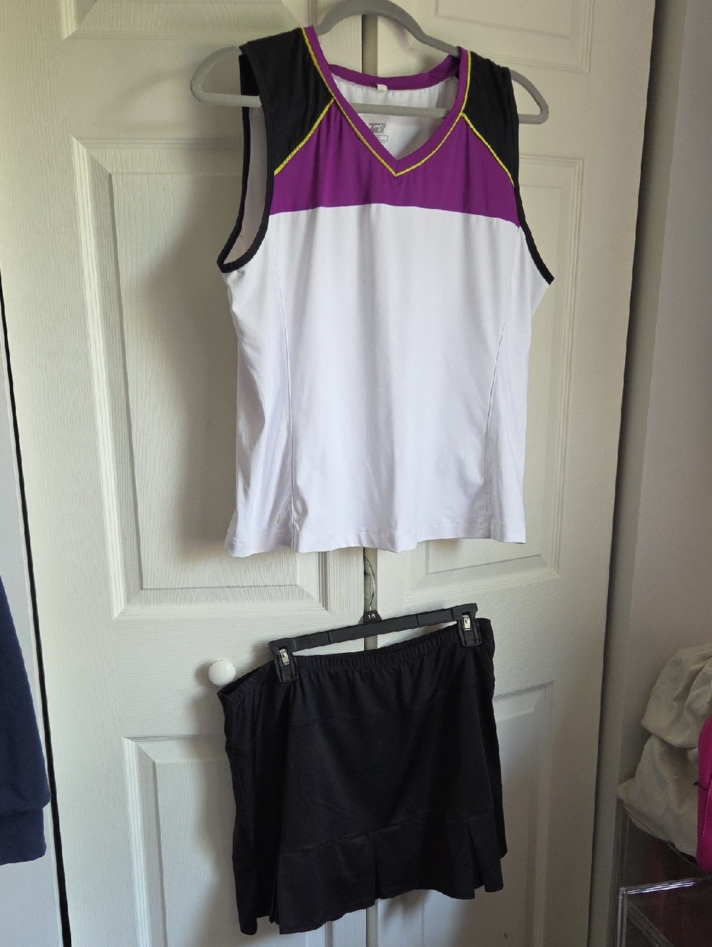 Tail Purple Athletic V-Neck Tank with Yellow Trim With Black Skort